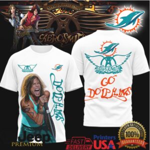 Aerosmith Steven Tyler X Miami Dolphins Go Dolphins T Shirt