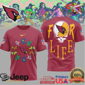 Arizona Cardinals Official NFL Grateful Dead For Life 3D Shirt