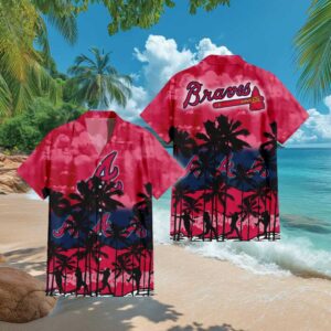 Atlanta Braves MLB Hawaiian Shirt Pink Sunset Tropical Floral Print Atlanta Braves MLB Hawaiian Shirt Pink Sunset Tropical Floral Print