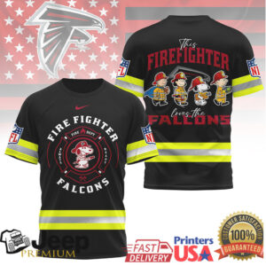 Atlanta Falcons Official NFL Snoopy Firefighter 3D Shirt Atlanta Falcons Official NFL Snoopy Firefighter 3D Shirt
