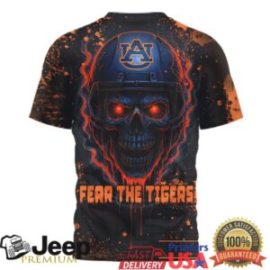 Auburn Tigers Fear The Tigers Skull Helmet 3D All Over Print T Shirt