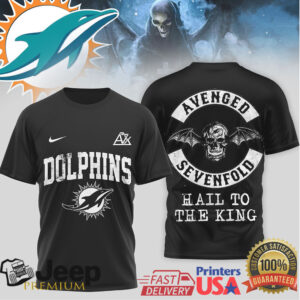 Avenged Sevenfold x Miami Dolphins Hail To The King T Shirt Avenged Sevenfold x Miami Dolphins Hail To The King T Shirt
