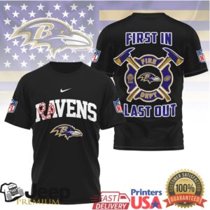 Baltimore Ravens Fire Dept First In Last Out T Shirt
