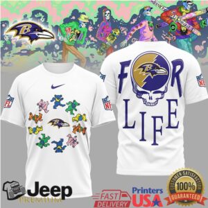 Baltimore Ravens Official NFL Grateful Dead For Life 3D Shirt