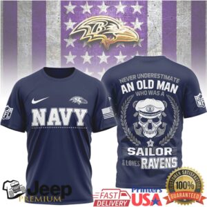 Baltimore Ravens Official NFL Navy Veteran 3D Shirt