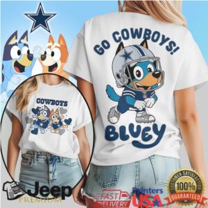 Bluey Style Dallas Cowboys Football Fan T Shirt Go Cowboys Dog Design