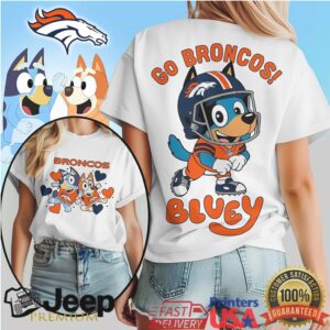 Bluey Style Denver Broncos Football Fan T Shirt Go Broncos Dog Design