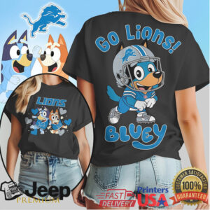 Bluey Style Detroit Lions Football Fan T Shirt Go Lions Dog Design Bluey Style Detroit Lions Football Fan T Shirt Go Lions Dog Design