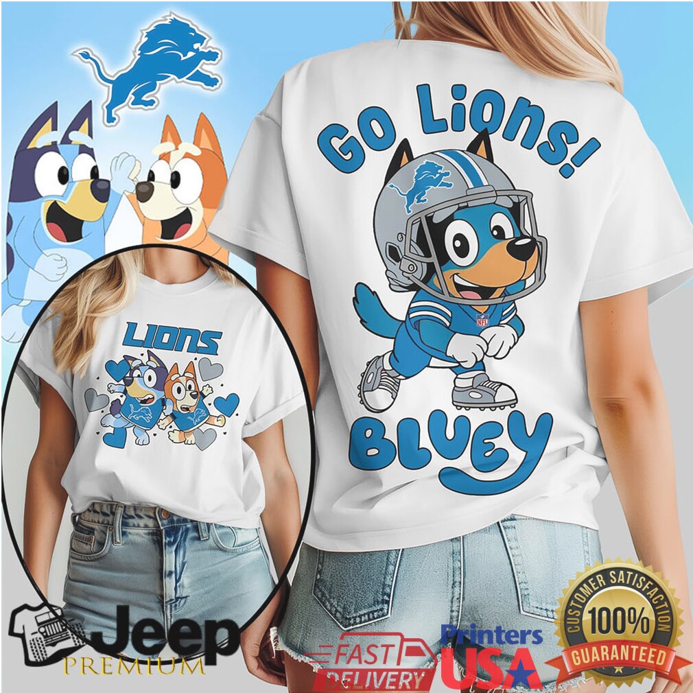 Bluey Style Detroit Lions Football Fan T Shirt Go Lions Dog Design Bluey Style Detroit Lions Football Fan T Shirt Go Lions Dog Design
