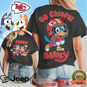 Bluey Style Kansas City Chiefs Football Fan T Shirt Go Chiefs Dog Design Bluey Style Kansas City Chiefs Football Fan T Shirt Go Chiefs Dog Design