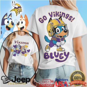 Bluey Style Minnesota Vikings Football Fan T Shirt Go Vikings Dog Design