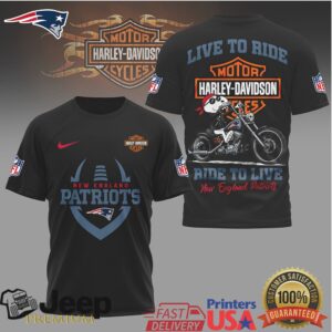 New England Patriots Official NFL Snoopy Harley Davidson 3D Shirt