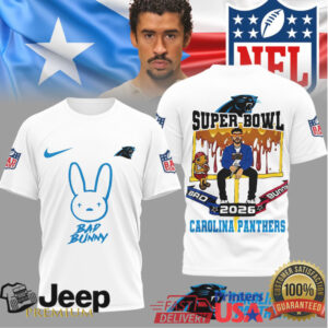 Carolina Panthers Official NFL Bad Bunny Super Bowl 3D Shirt