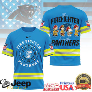 Carolina Panthers Official NFL Snoopy Firefighter 3D Shirt Carolina Panthers Official NFL Snoopy Firefighter 3D Shirt