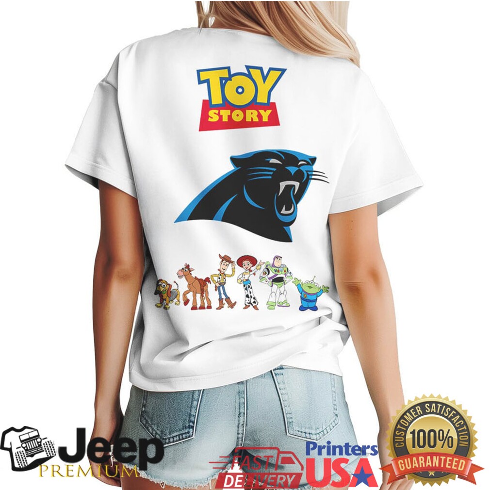 Carolina Panthers Toy Story Character Group White Graphic Tee Carolina Panthers Toy Story Character Group White Graphic Tee