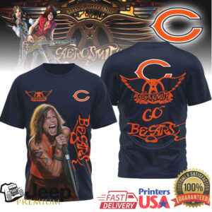 Chicago Bears Aerosmith Steven Tyler Tshirt Chicago Bears Aerosmith Steven Tyler Tshirt