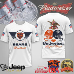 Chicago Bears Budweiser Lager Beer Logo Collaboration Tee