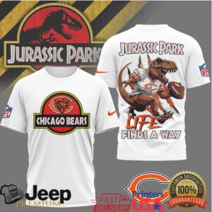 Chicago Bears Jurassic Park Style Life Finds A Way T Rex T Shirt Chicago Bears Jurassic Park Style Life Finds A Way T Rex T Shirt