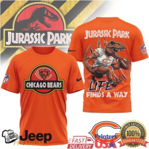 Chicago Bears Jurassic Park Style Life Finds A Way T Rex T Shirt