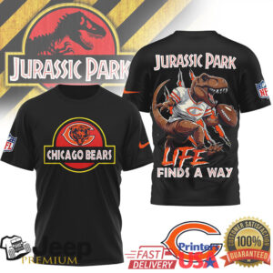 Chicago Bears Jurassic Park Style Life Finds A Way T Rex T Shirt
