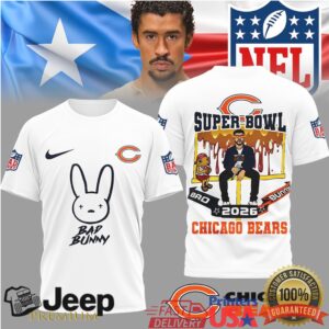 Chicago Bears Official NFL Bad Bunny Super Bowl 3D Shirt