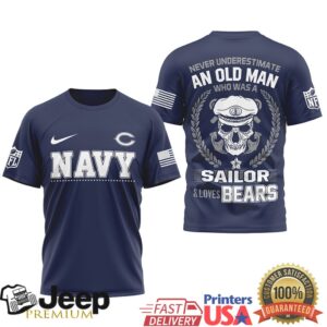 Chicago Bears Official NFL Navy Veteran 3D Shirt Chicago Bears Official NFL Navy Veteran 3D Shirt