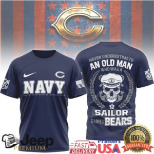 Chicago Bears Official NFL Navy Veteran 3D Shirt