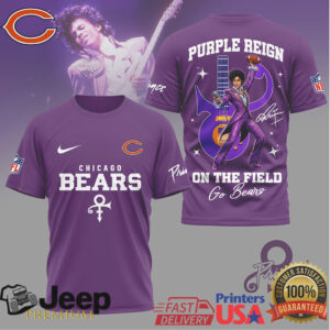 Chicago Bears Purple Reign Prince Limited Edition Sport Signature Tee Chicago Bears Purple Reign Prince Limited Edition Sport Signature Tee