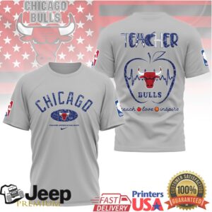 Chicago Bulls Teacher Appreciation T Shirt Teach Love Inspire NBA Apple Design