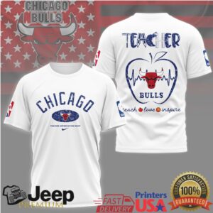 Chicago Bulls Teacher Appreciation T Shirt Teach Love Inspire NBA Apple Design