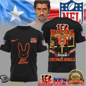 Cincinnati Bengals Official NFL Bad Bunny Super Bowl 3D Shirt Cincinnati Bengals Official NFL Bad Bunny Super Bowl 3D Shirt