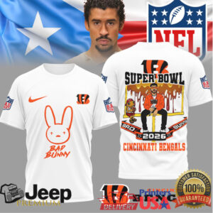 Cincinnati Bengals Official NFL Bad Bunny Super Bowl 3D Shirt