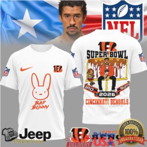 Cincinnati Bengals Official NFL Bad Bunny Super Bowl 3D Shirt