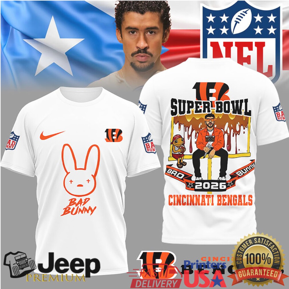 Cincinnati Bengals Official NFL Bad Bunny Super Bowl 3D Shirt Cincinnati Bengals Official NFL Bad Bunny Super Bowl 3D Shirt