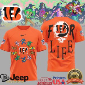 Cincinnati Bengals Official NFL Grateful Dead For Life 3D Shirt Cincinnati Bengals Official NFL Grateful Dead For Life 3D Shirt