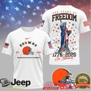 Cleveland Browns 250 Years of Freedom 1776 2026 American Flag T Shirt