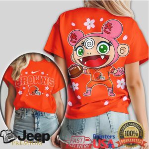Cleveland Browns Anime Mascot Cherry Blossom Tshirt