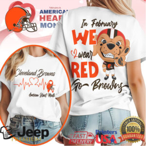 Cleveland Browns Heart Health Awareness Tee Browns Dawg Mascot February Cleveland Browns Heart Health Awareness Tee Browns Dawg Mascot February