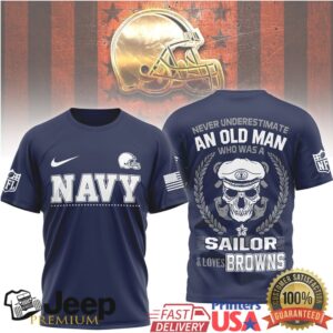 Cleveland Browns Official NFL Navy Veteran 3D Shirt