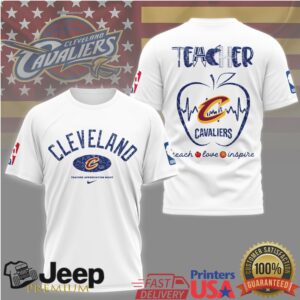 Cleveland Cavaliers Teacher Shirt NBA Teacher Appreciation Night Heartbeat Apple