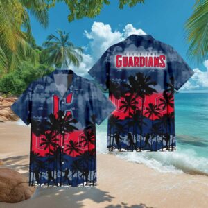 Cleveland Guardians MLB Tropical Palm Sunset Hawaiian Shirt Cleveland Guardians MLB Tropical Palm Sunset Hawaiian Shirt