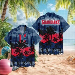 Cleveland Guardians MLB Tropical Palm Sunset Hawaiian Shirt