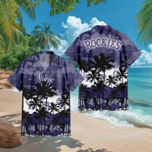 Colorado Rockies MLB Vintage Sunset Palm Tree Hawaiian Shirt Colorado Rockies MLB Vintage Sunset Palm Tree Hawaiian Shirt
