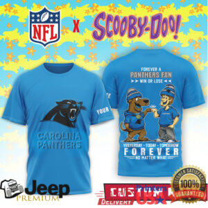 Custom Name Carolina Panthers x Scooby Doo Forever Fan Blue T Shirt Custom Name Carolina Panthers x Scooby Doo Forever Fan Blue T Shirt
