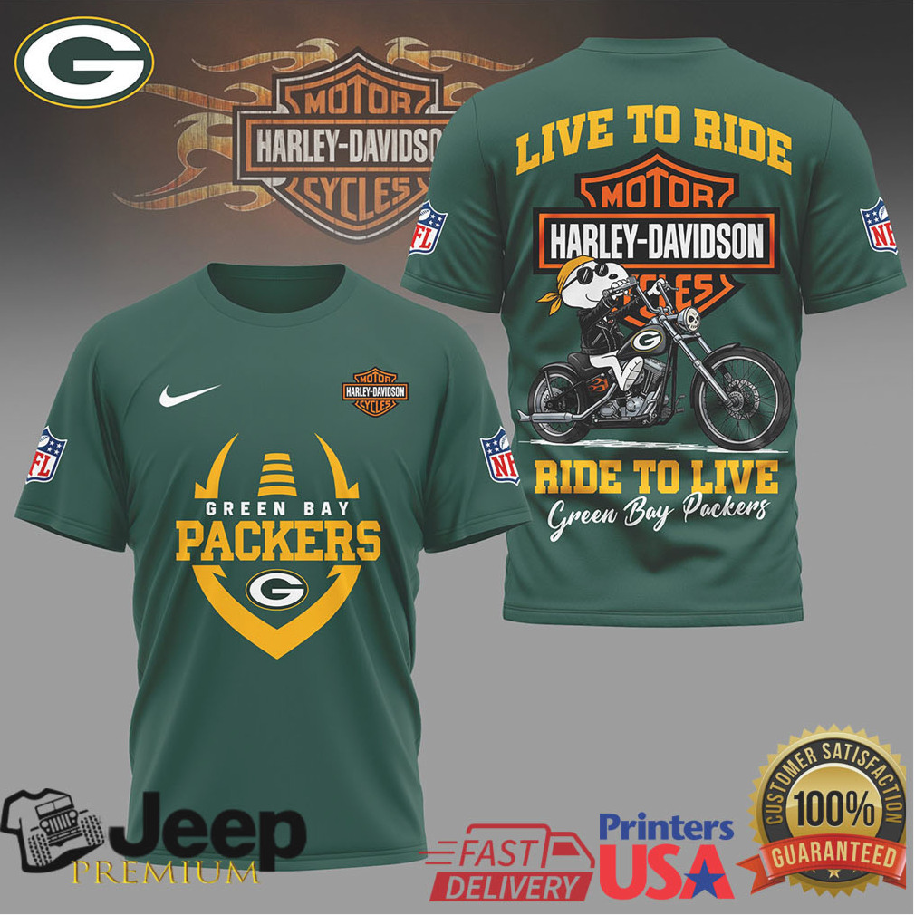 Green Bay Packers Official NFL Snoopy Harley Davidson 3D Shirt Green Bay Packers Official NFL Snoopy Harley Davidson 3D Shirt