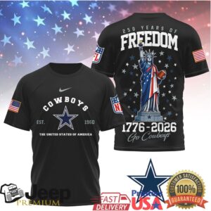 Dallas Cowboys 250 Years of Freedom 1776 2026 Statue of Liberty T Shirt Dallas Cowboys 250 Years of Freedom 1776 2026 Statue of Liberty T Shirt