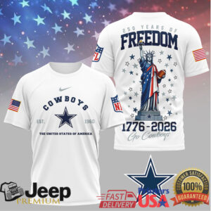 Dallas Cowboys 250 Years of Freedom 1776 2026 Statue of Liberty T Shirt