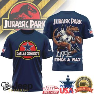 Dallas Cowboys Jurassic Park Life Finds A Way Football T Shirt