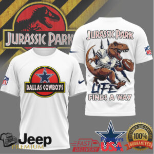 Dallas Cowboys Jurassic Park Life Finds A Way Football T Shirt