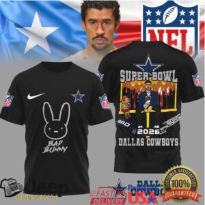 Dallas Cowboys Official NFL Bad Bunny Super Bowl 3D Shirt Dallas Cowboys Official NFL Bad Bunny Super Bowl 3D Shirt